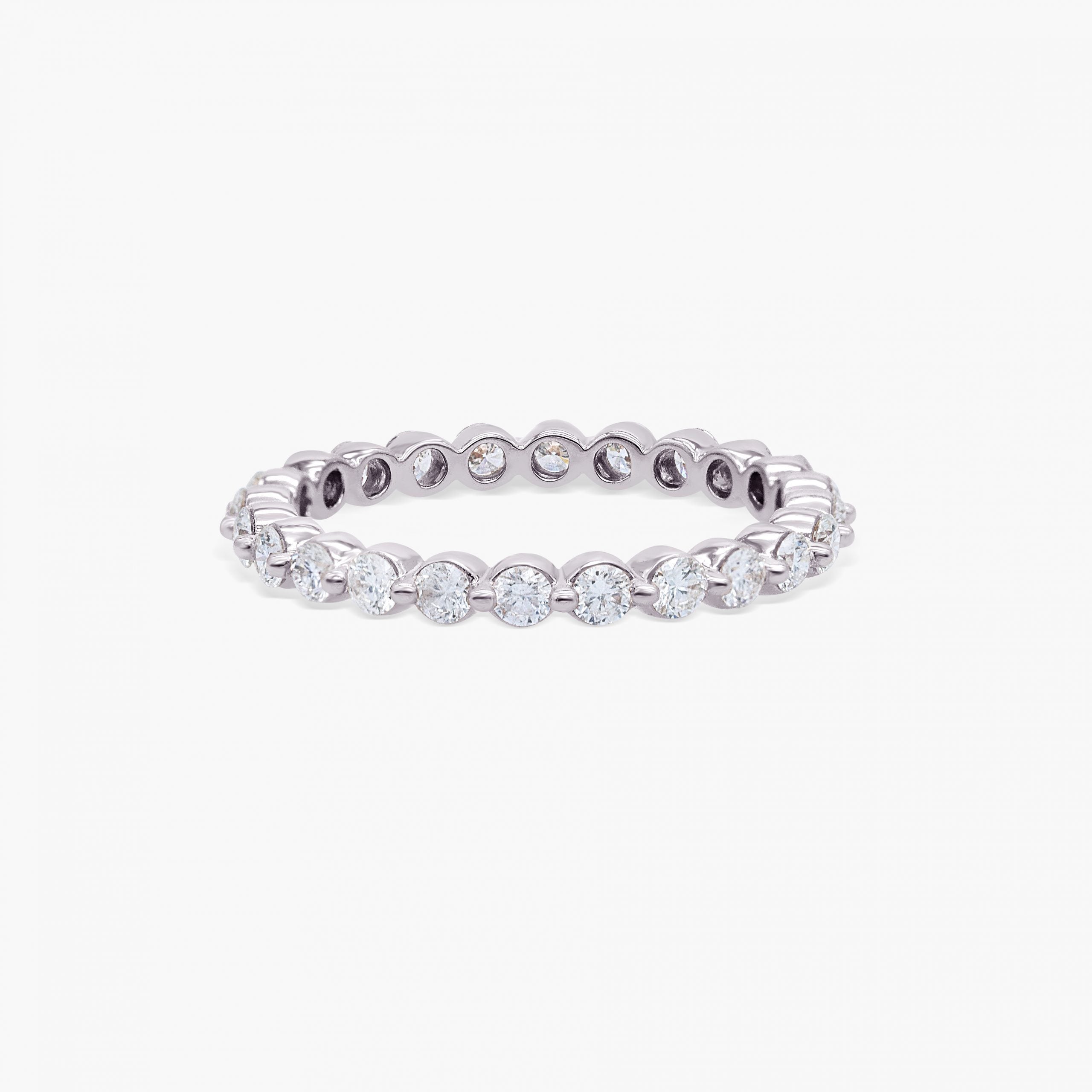 0.74 CT Round Full Eternity CVD EF/VVS Diamond Wedding Band 1