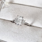 2.29 CT Emerald Three Stone CVD E/VS1 Diamond Engagement Ring 2