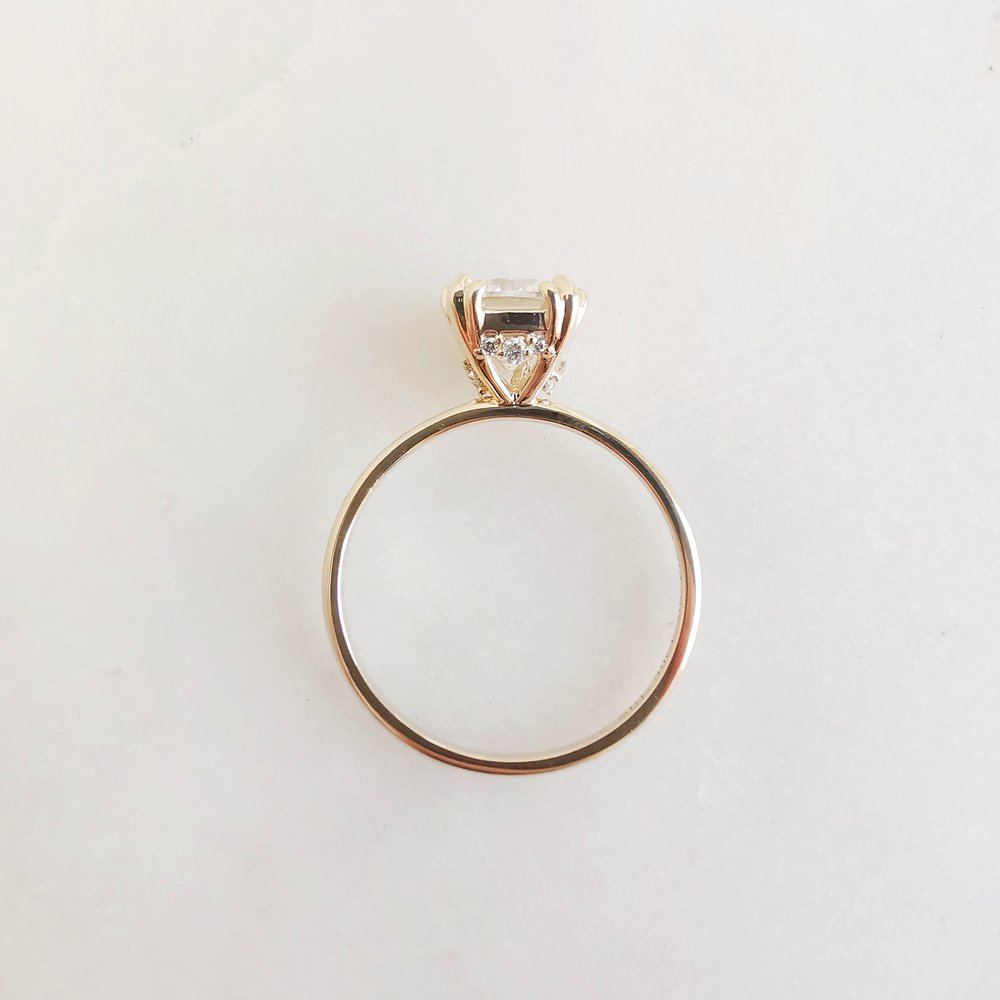 Cushion Hidden Halo Lab Grown Diamond Engagement Ring