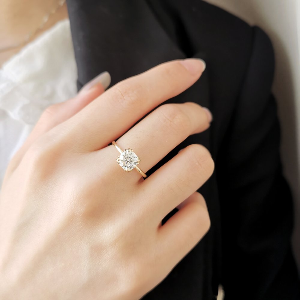 Cushion Pave Lab Grown Diamond Engagement Ring