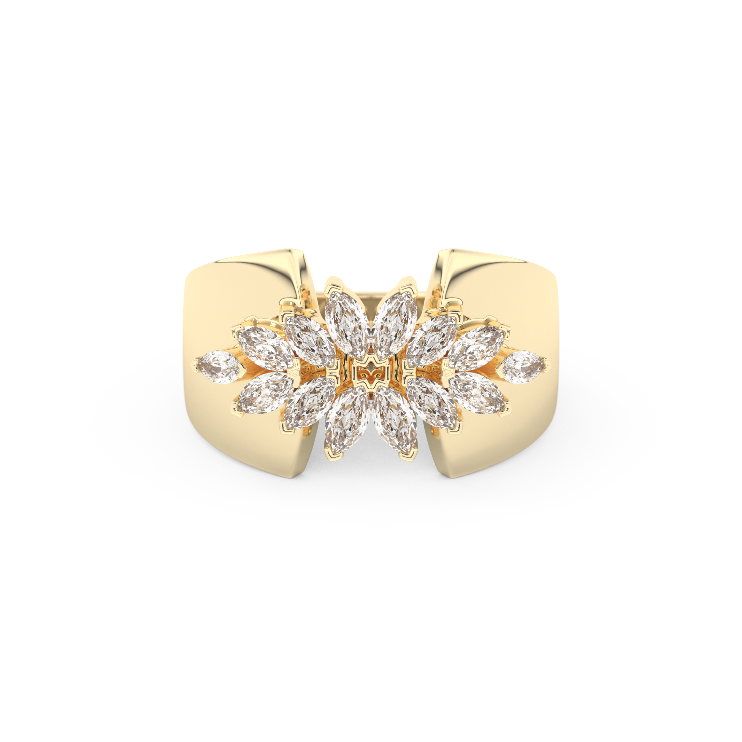 Wedding Band with 0.50 CT Marquise Cut Moissanite – Yellow, White, or Rose Gold
