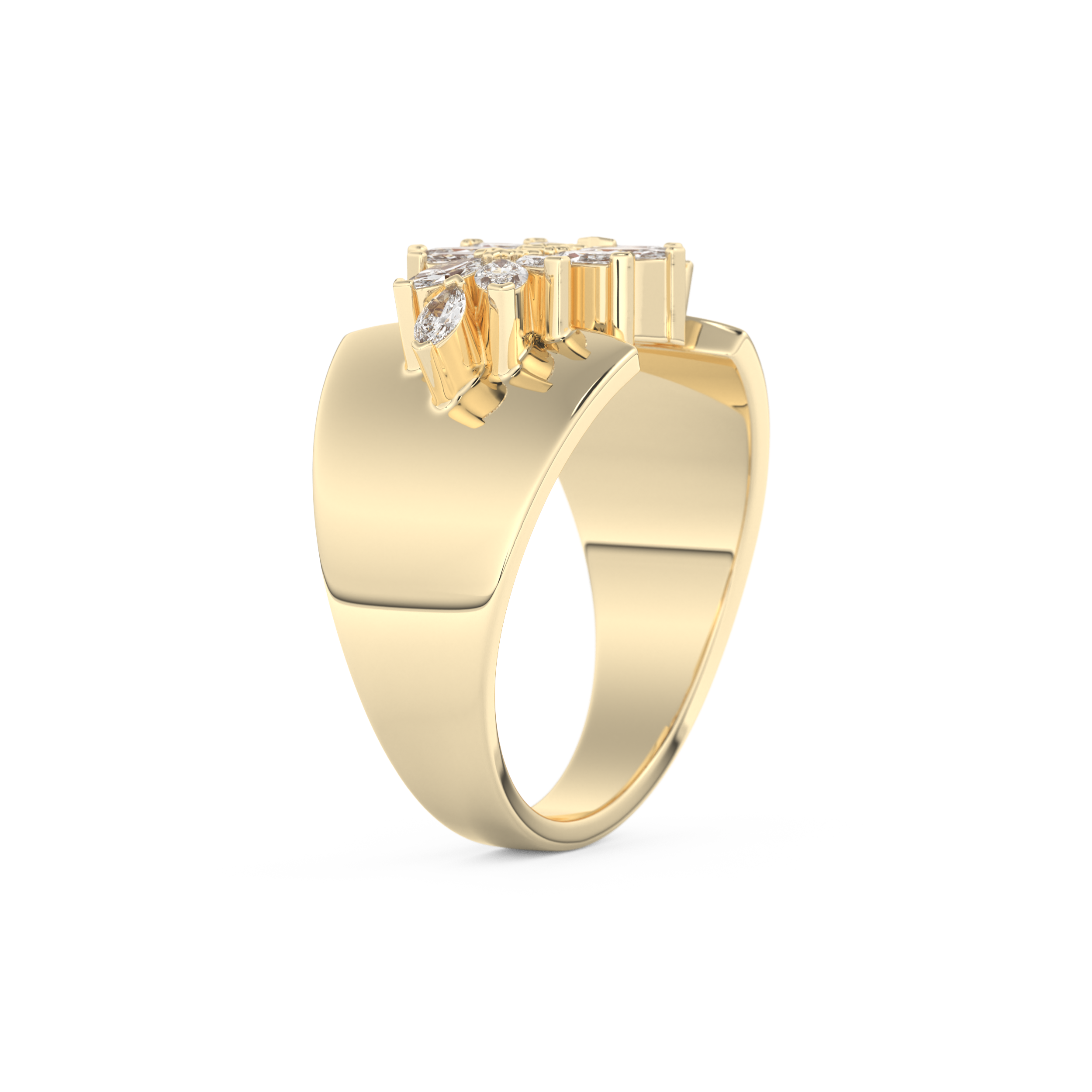 Wedding Band with 0.50 CT Marquise Cut Moissanite – Yellow, White, or Rose Gold
