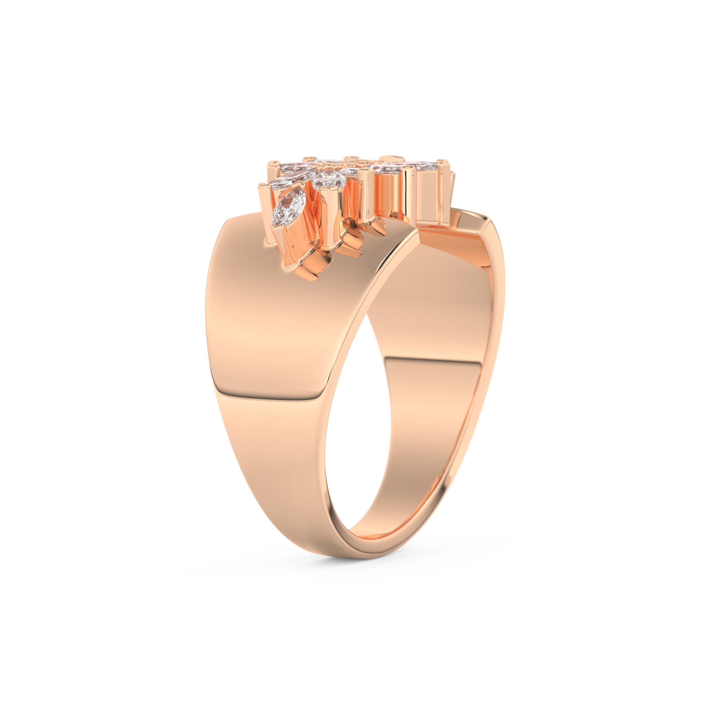 Wedding Band with 0.50 CT Marquise Cut Moissanite – Yellow, White, or Rose Gold