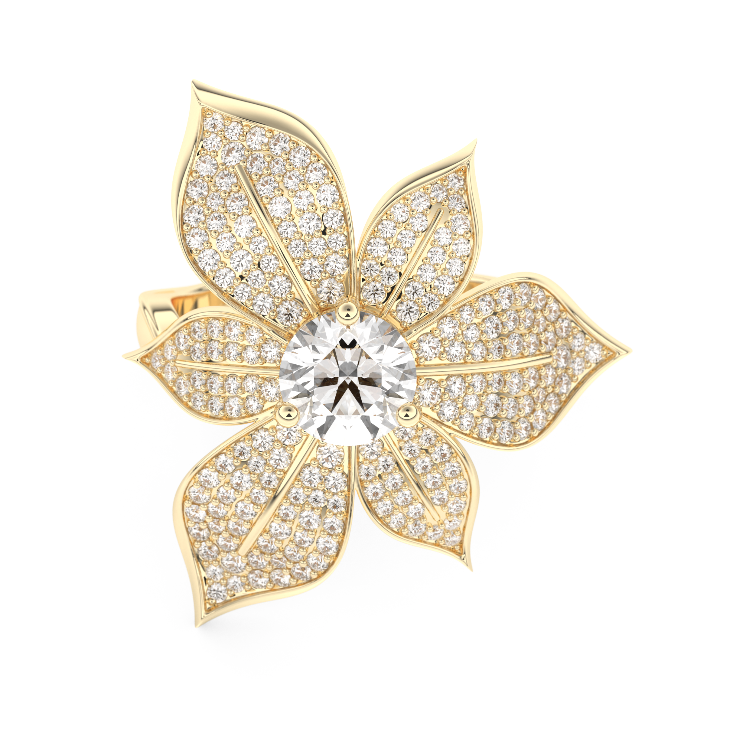 Elongated Round Cut 1.01 Carat Moissanite Ring – Cluster Setting in Gold