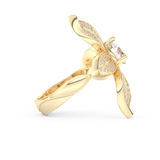 Elongated Round Cut 1.01 Carat Moissanite Ring – Cluster Setting in Gold