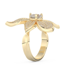 Elongated Round Cut 1.01 Carat Moissanite Ring – Cluster Setting in Gold