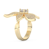 Elongated Round Cut 1.01 Carat Moissanite Ring – Cluster Setting in Gold