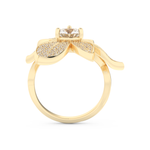 Elongated Round Cut 1.01 Carat Moissanite Ring – Cluster Setting in Gold