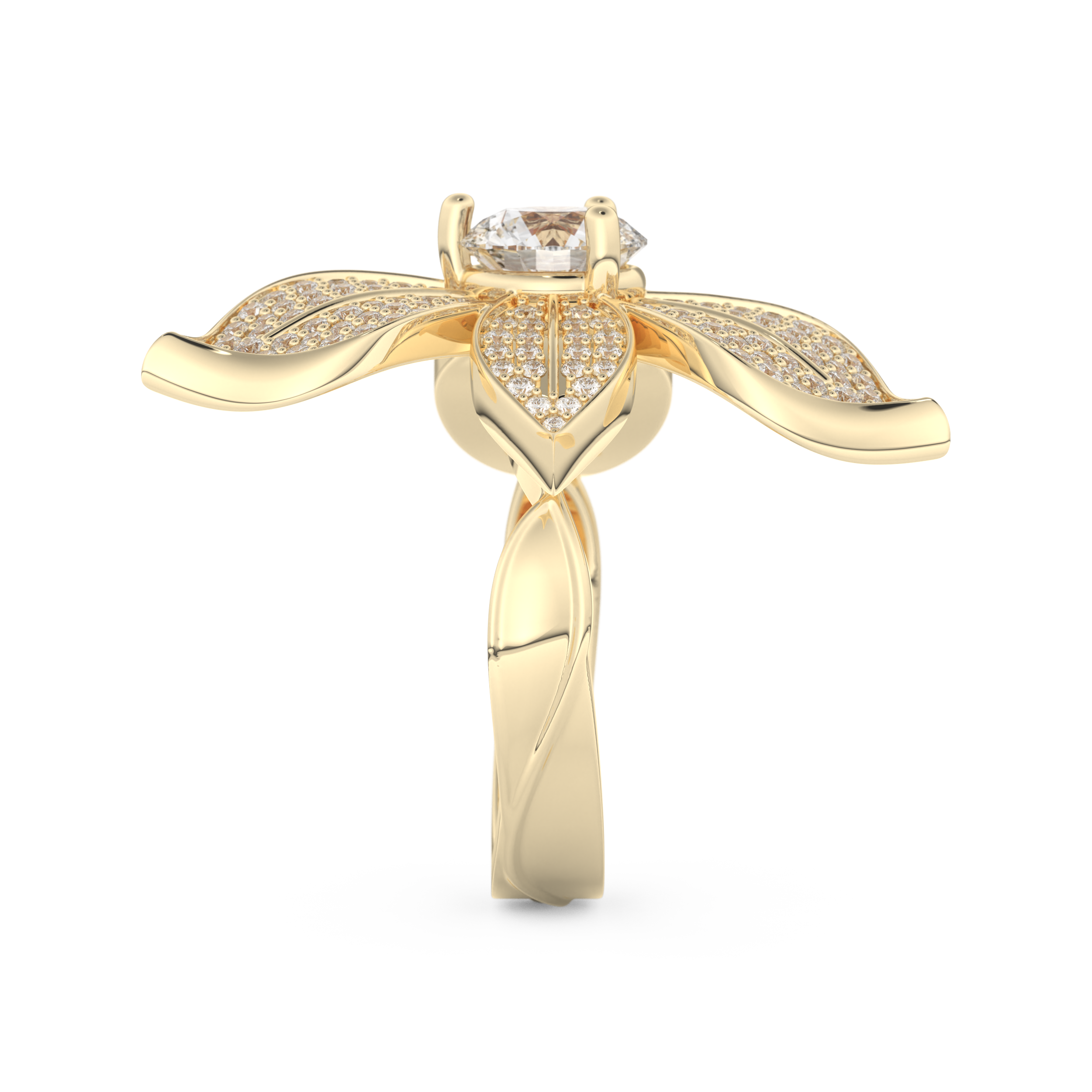 Elongated Round Cut 1.01 Carat Moissanite Ring – Cluster Setting in Gold