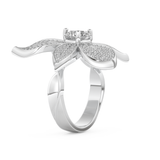 Elongated Round Cut 1.01 Carat Moissanite Ring – Cluster Setting in Gold