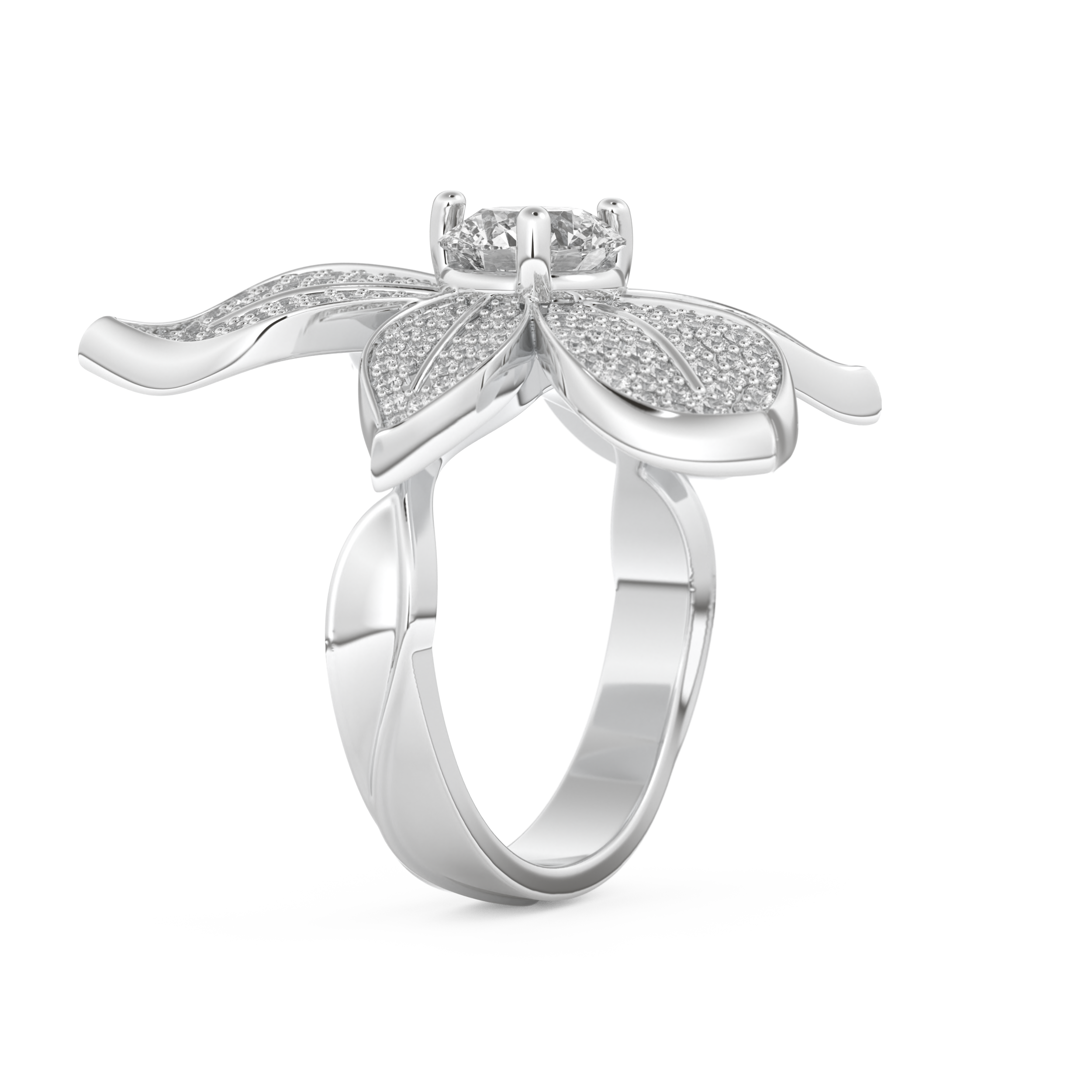 Elongated Round Cut 1.01 Carat Moissanite Ring – Cluster Setting in Gold