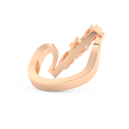Elongated Emerald Cut 0.26 Carat Moissanite Ring – Cluster and Pave Setting in Gold