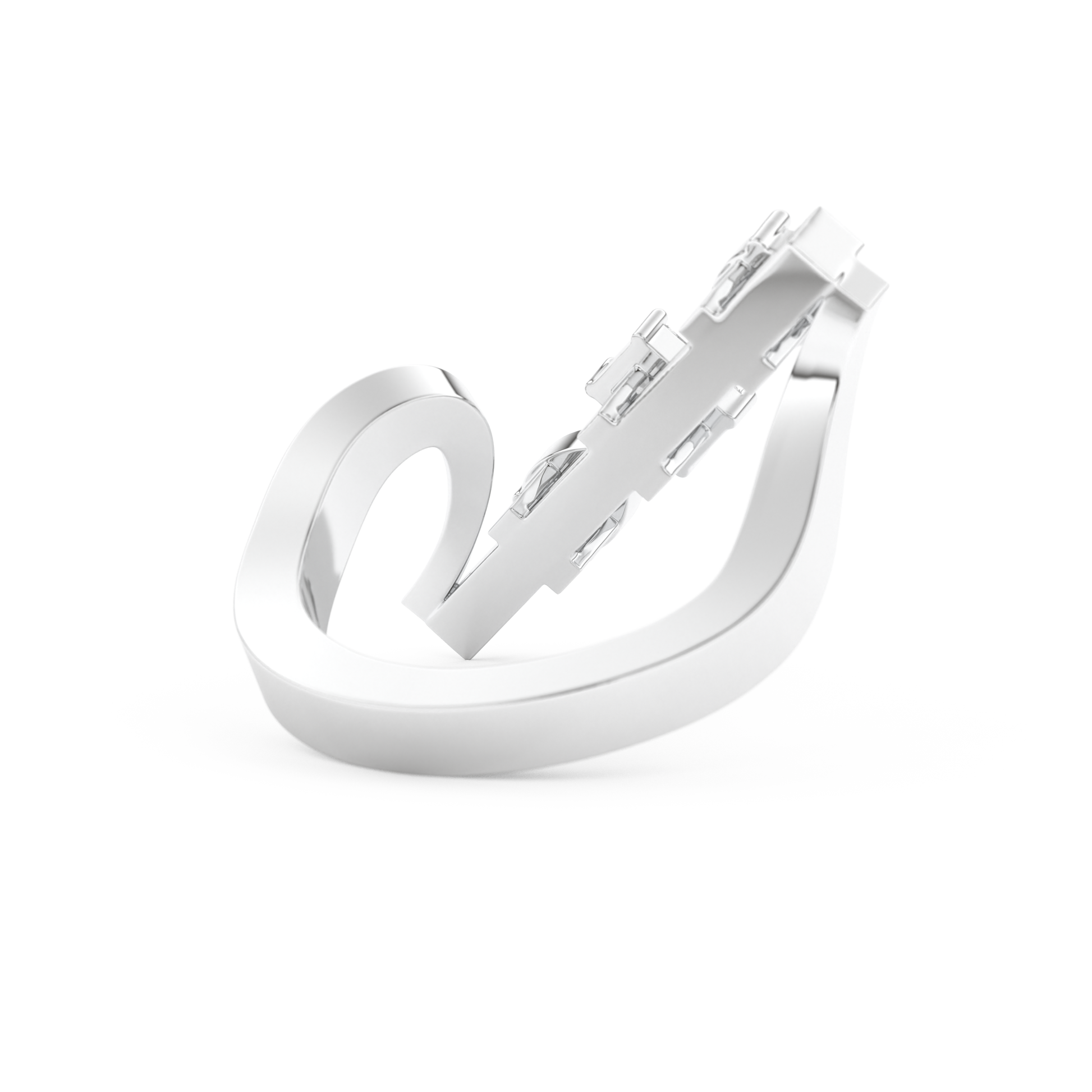 Elongated Emerald Cut 0.26 Carat Moissanite Ring – Cluster and Pave Setting in Gold