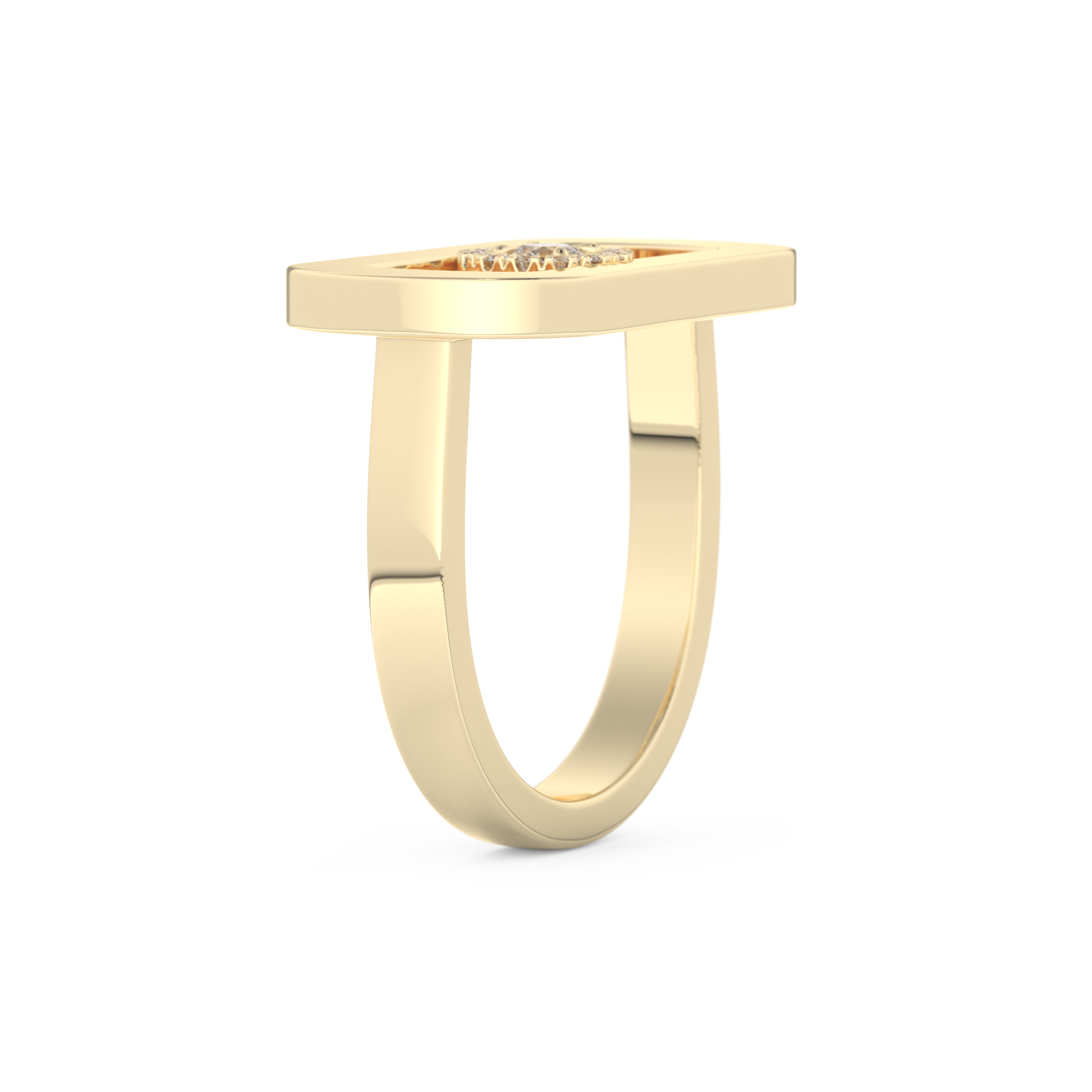 Elongated Round Cut 0.11 Carat Moissanite Ring – Halo Setting in Gold