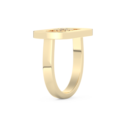 Elongated Round Cut 0.11 Carat Moissanite Ring – Halo Setting in Gold