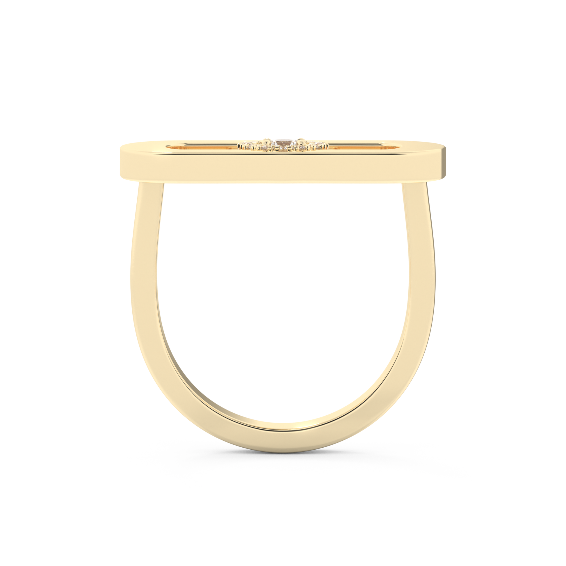 Elongated Round Cut 0.11 Carat Moissanite Ring – Halo Setting in Gold