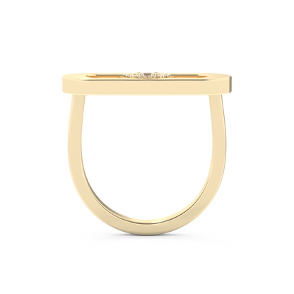 Elongated Round Cut 0.11 Carat Moissanite Ring – Halo Setting in Gold