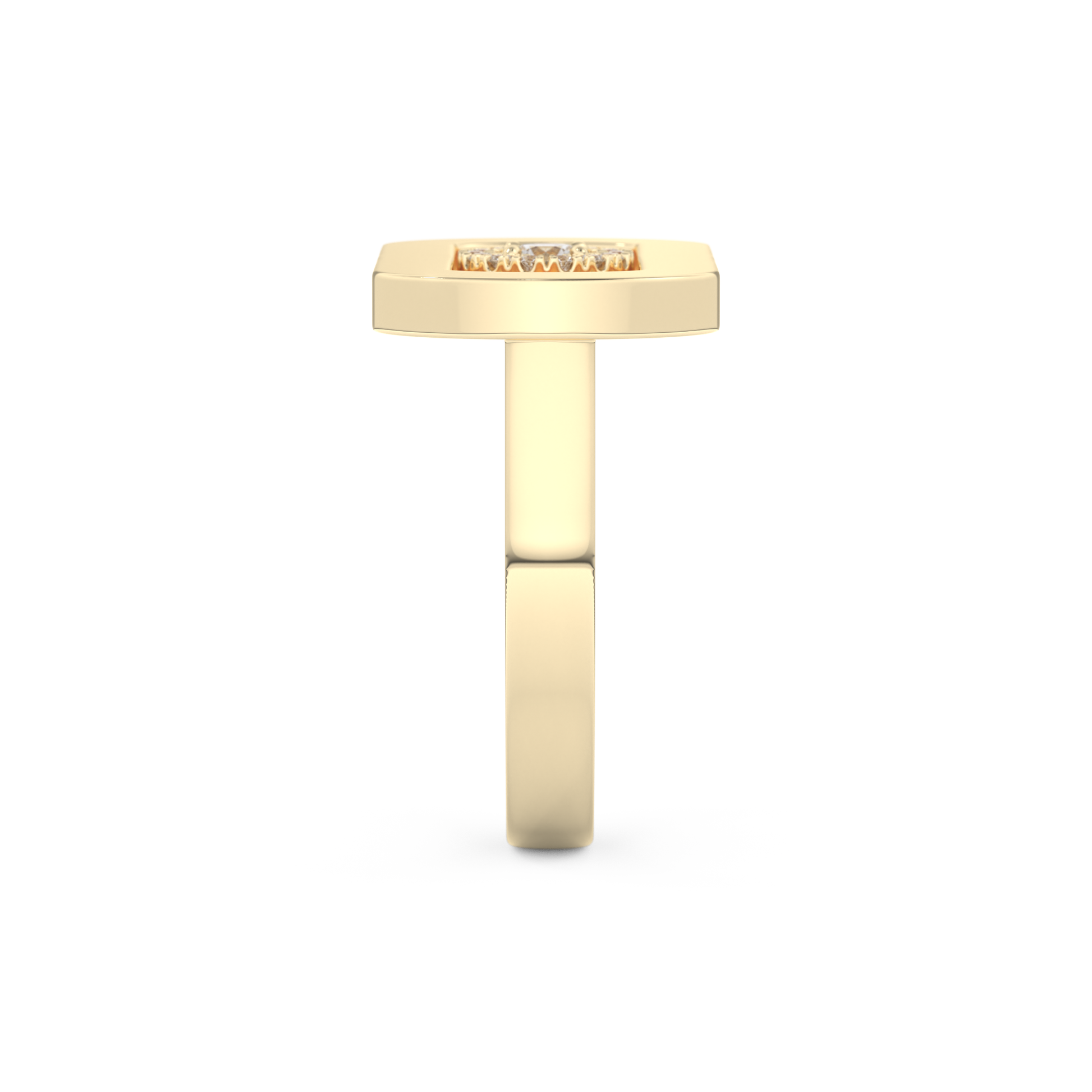 Elongated Round Cut 0.11 Carat Moissanite Ring – Halo Setting in Gold
