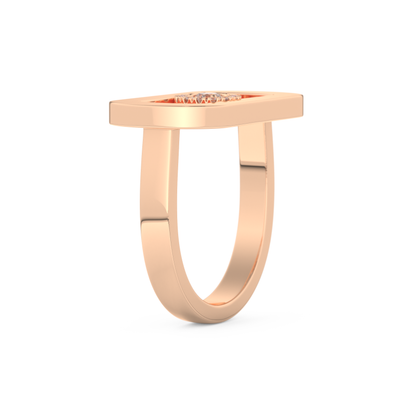 Elongated Round Cut 0.11 Carat Moissanite Ring – Halo Setting in Gold