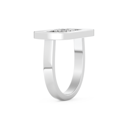 Elongated Round Cut 0.11 Carat Moissanite Ring – Halo Setting in Gold