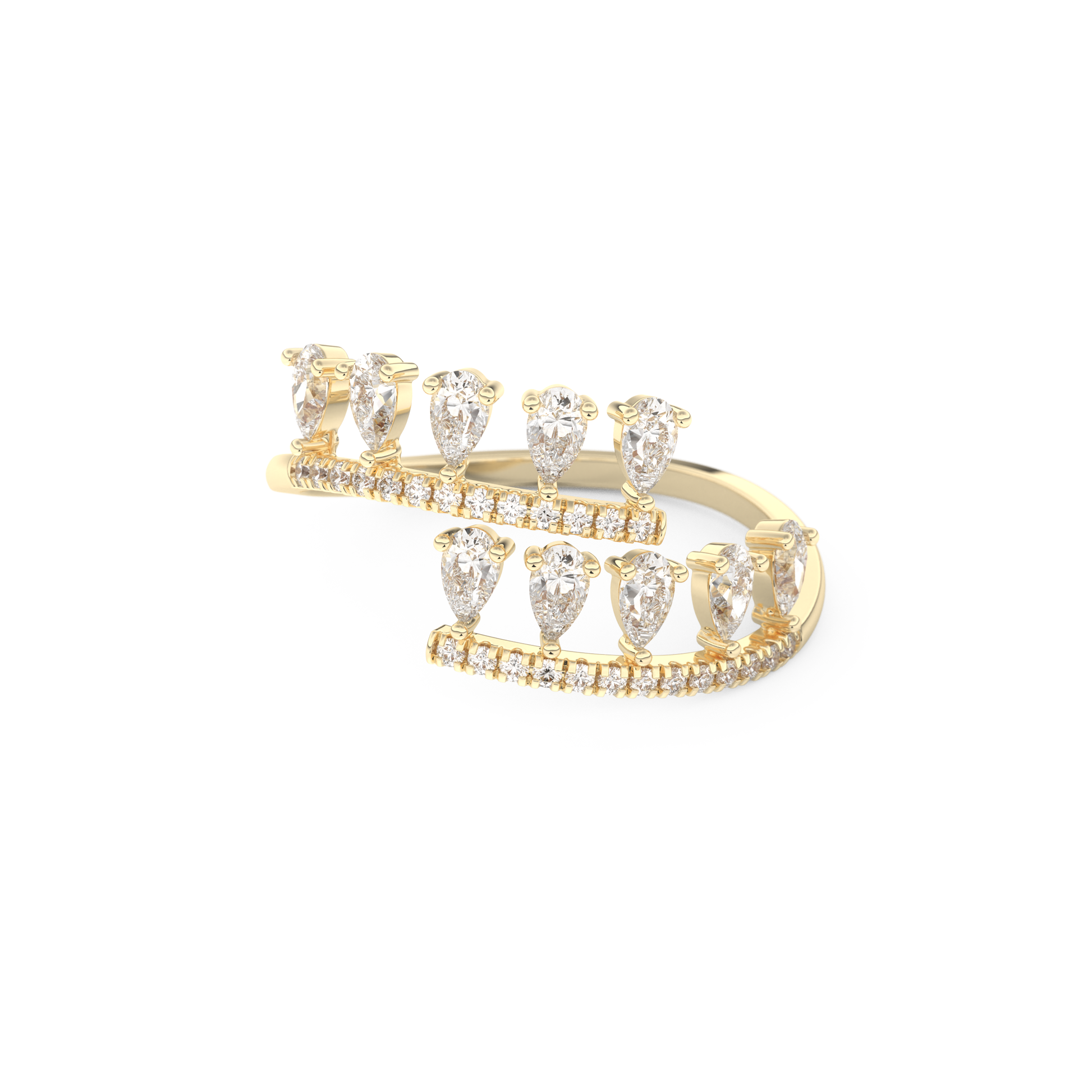 Half Eternity Wedding Band with 0.69 CT Round and Pear Cut Moissanite – Yellow, White, or Rose Gold