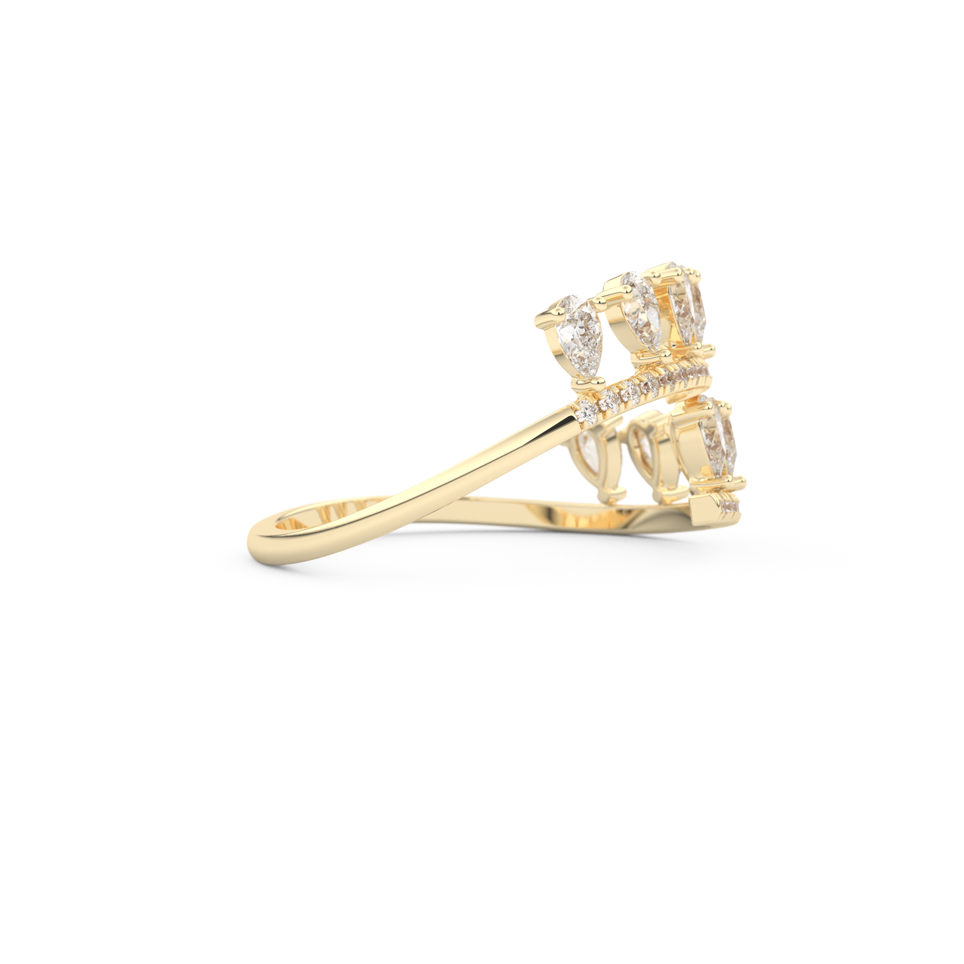 Half Eternity Wedding Band with 0.69 CT Round and Pear Cut Moissanite – Yellow, White, or Rose Gold