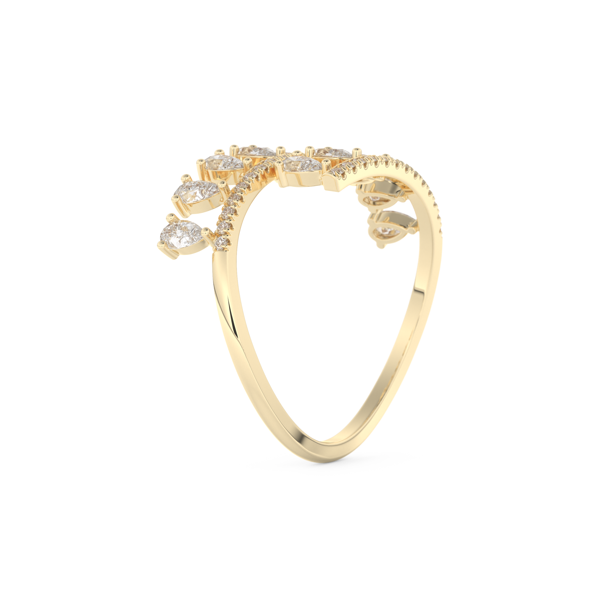 Half Eternity Wedding Band with 0.69 CT Round and Pear Cut Moissanite – Yellow, White, or Rose Gold