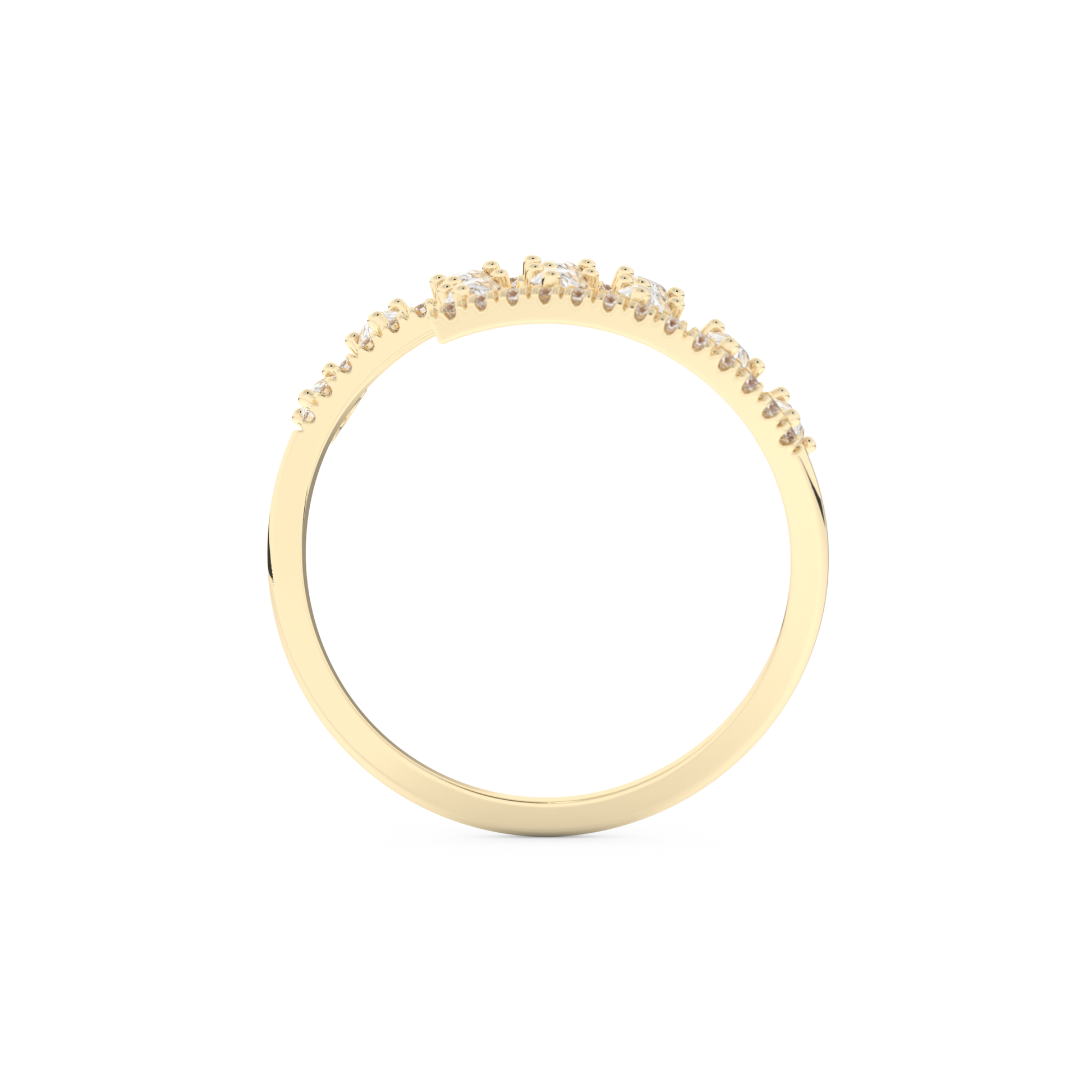 Half Eternity Wedding Band with 0.69 CT Round and Pear Cut Moissanite – Yellow, White, or Rose Gold