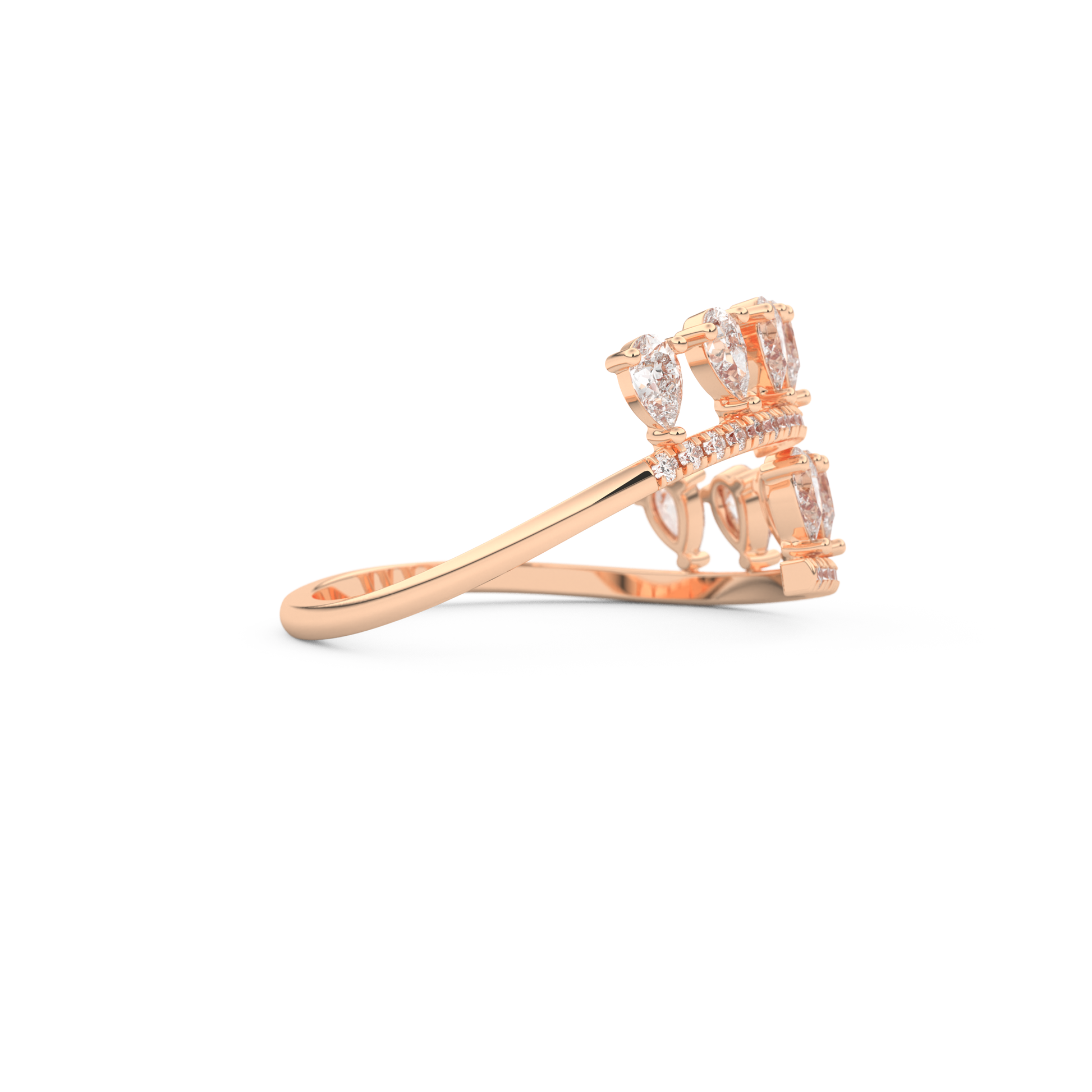 Half Eternity Wedding Band with 0.69 CT Round and Pear Cut Moissanite – Yellow, White, or Rose Gold