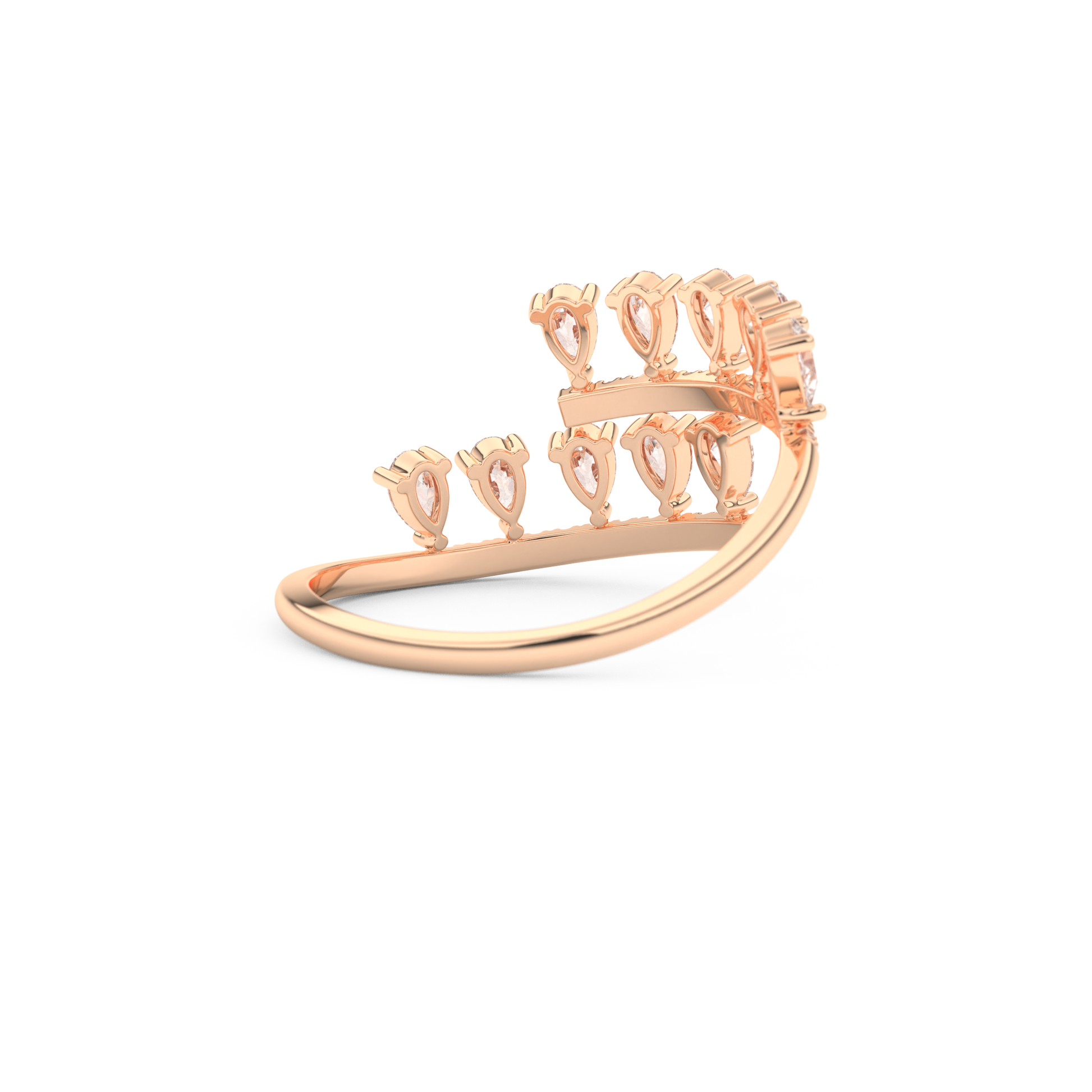 Half Eternity Wedding Band with 0.69 CT Round and Pear Cut Moissanite – Yellow, White, or Rose Gold