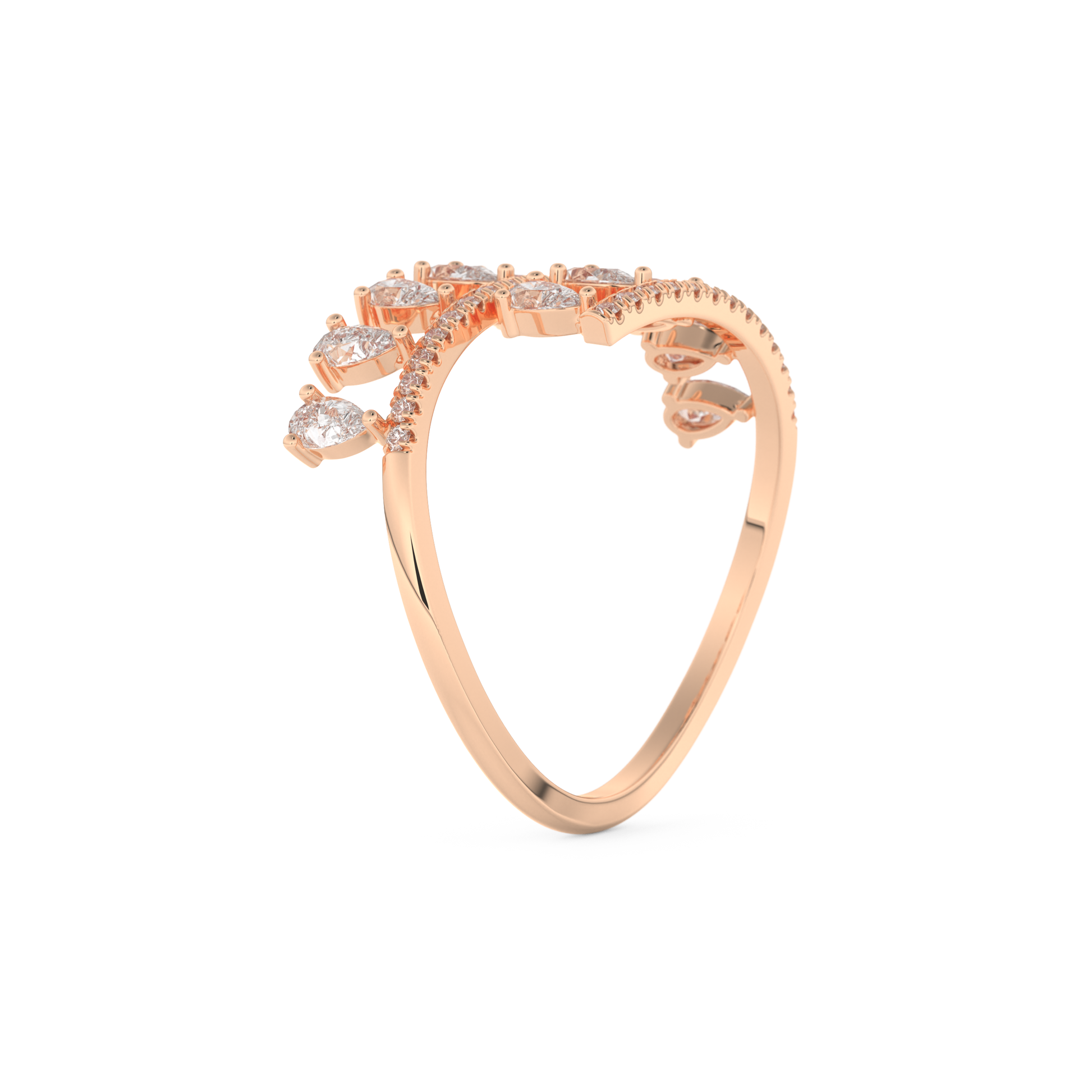 Half Eternity Wedding Band with 0.69 CT Round and Pear Cut Moissanite – Yellow, White, or Rose Gold