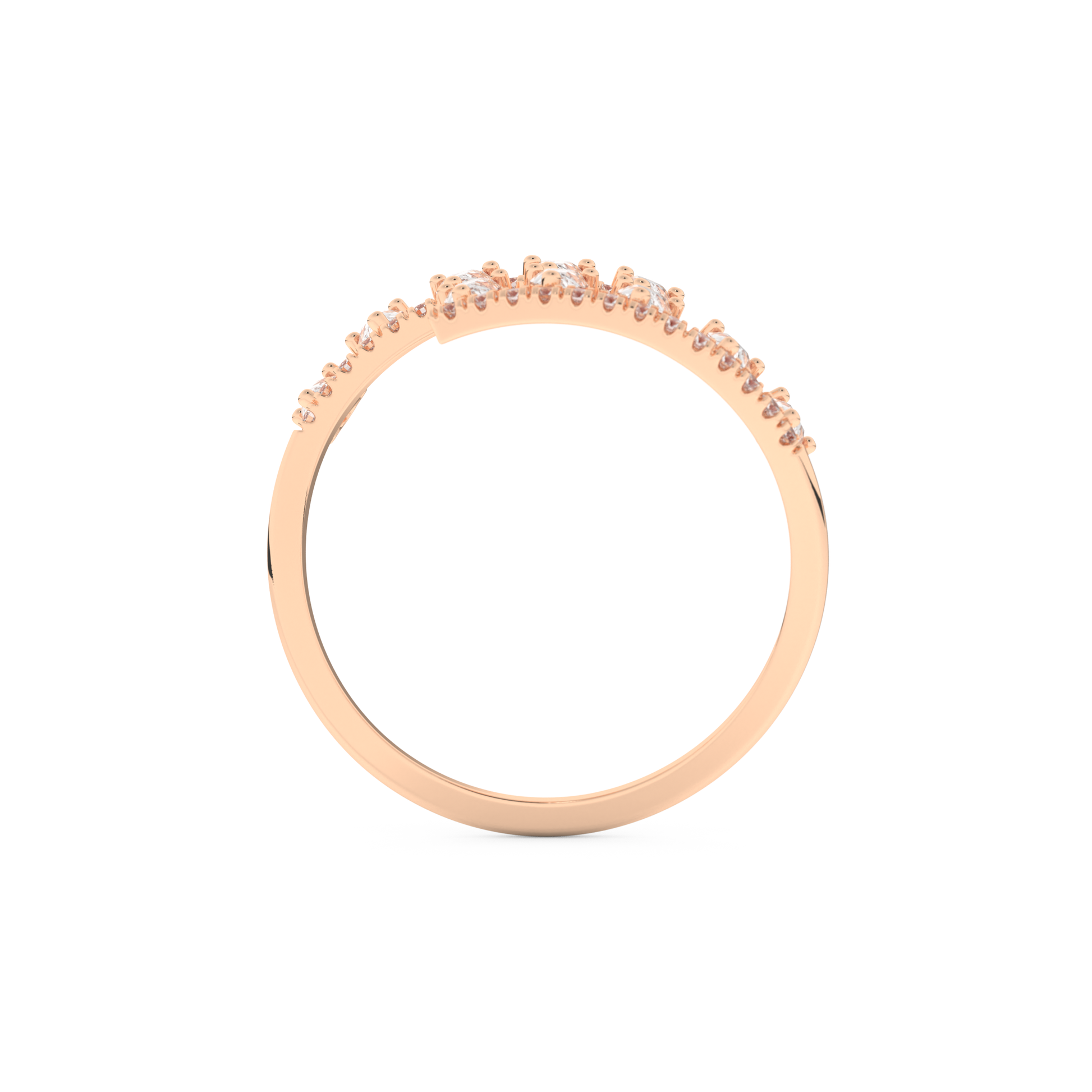Half Eternity Wedding Band with 0.69 CT Round and Pear Cut Moissanite – Yellow, White, or Rose Gold