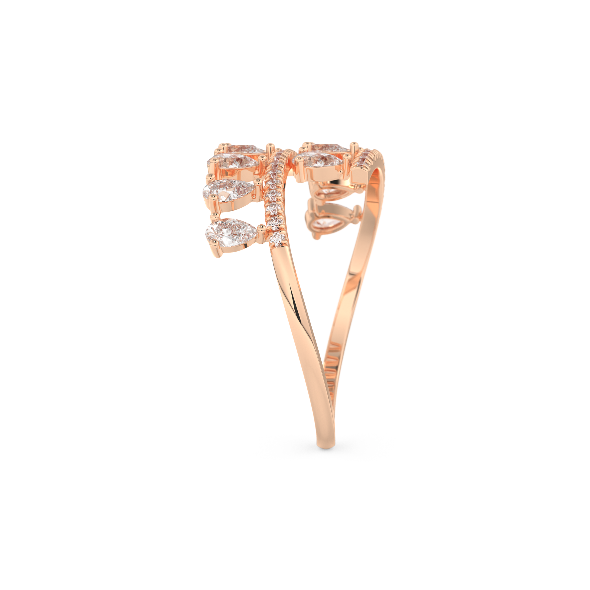 Half Eternity Wedding Band with 0.69 CT Round and Pear Cut Moissanite – Yellow, White, or Rose Gold