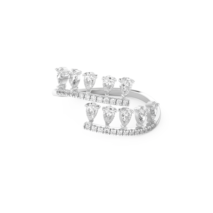 Half Eternity Wedding Band with 0.69 CT Round and Pear Cut Moissanite – Yellow, White, or Rose Gold