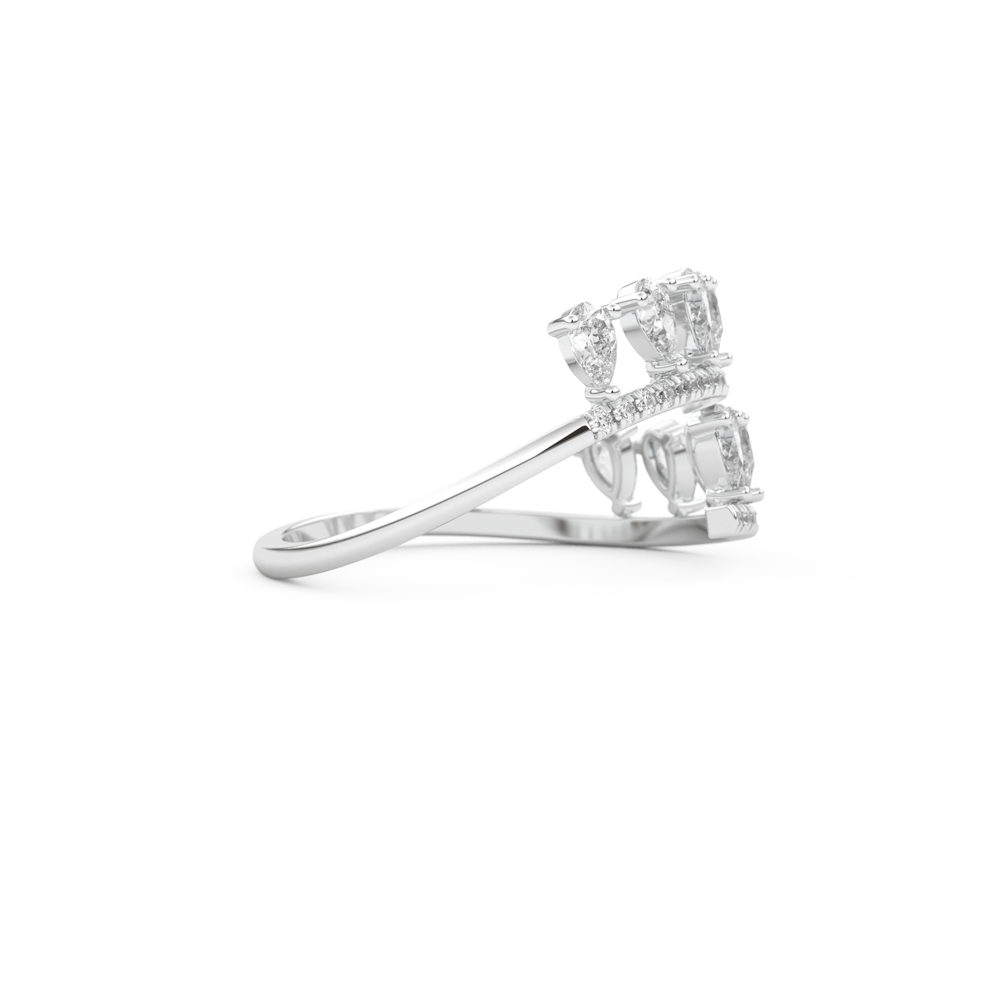 Half Eternity Wedding Band with 0.69 CT Round and Pear Cut Moissanite – Yellow, White, or Rose Gold