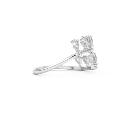 Half Eternity Wedding Band with 0.69 CT Round and Pear Cut Moissanite – Yellow, White, or Rose Gold