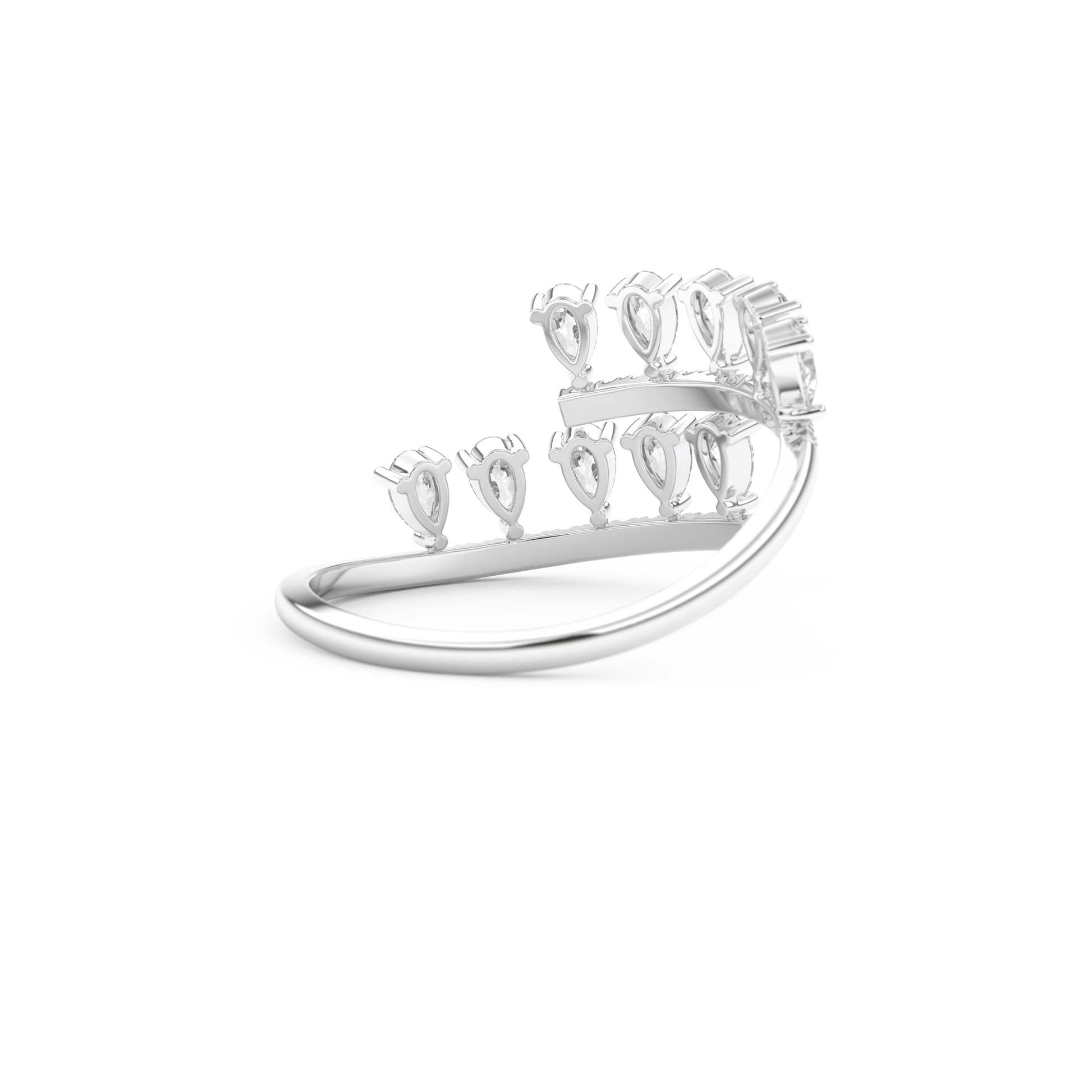 Half Eternity Wedding Band with 0.69 CT Round and Pear Cut Moissanite – Yellow, White, or Rose Gold