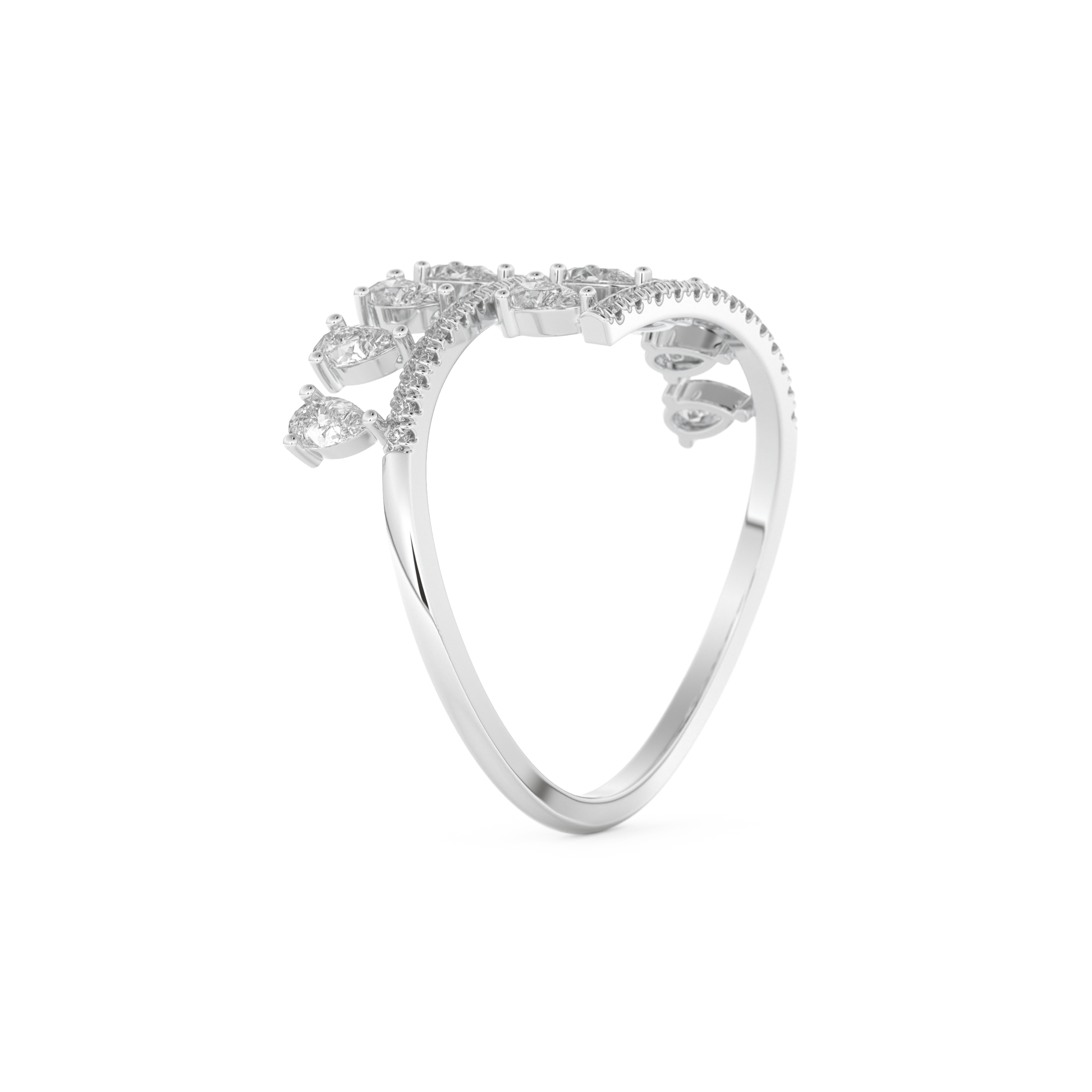 Half Eternity Wedding Band with 0.69 CT Round and Pear Cut Moissanite – Yellow, White, or Rose Gold