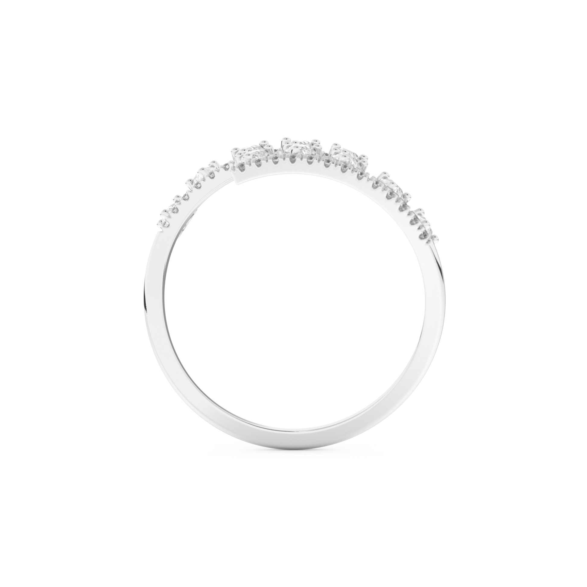 Half Eternity Wedding Band with 0.69 CT Round and Pear Cut Moissanite – Yellow, White, or Rose Gold