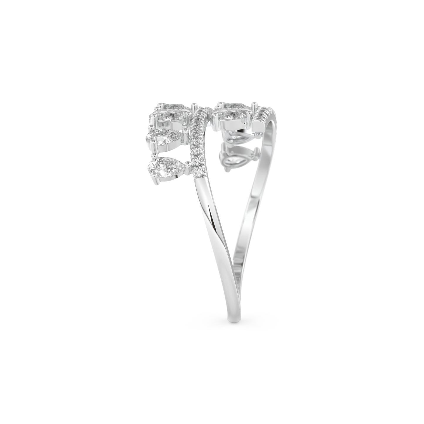 Half Eternity Wedding Band with 0.69 CT Round and Pear Cut Moissanite – Yellow, White, or Rose Gold