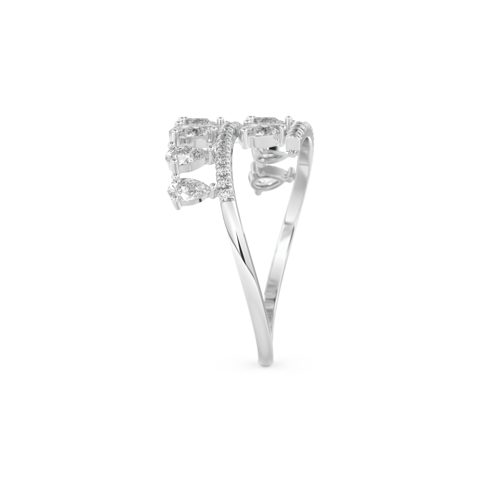 Half Eternity Wedding Band with 0.69 CT Round and Pear Cut Moissanite – Yellow, White, or Rose Gold