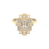 Elongated Emerald Cut 1.34 Carat Moissanite Ring – Halo Setting in Gold