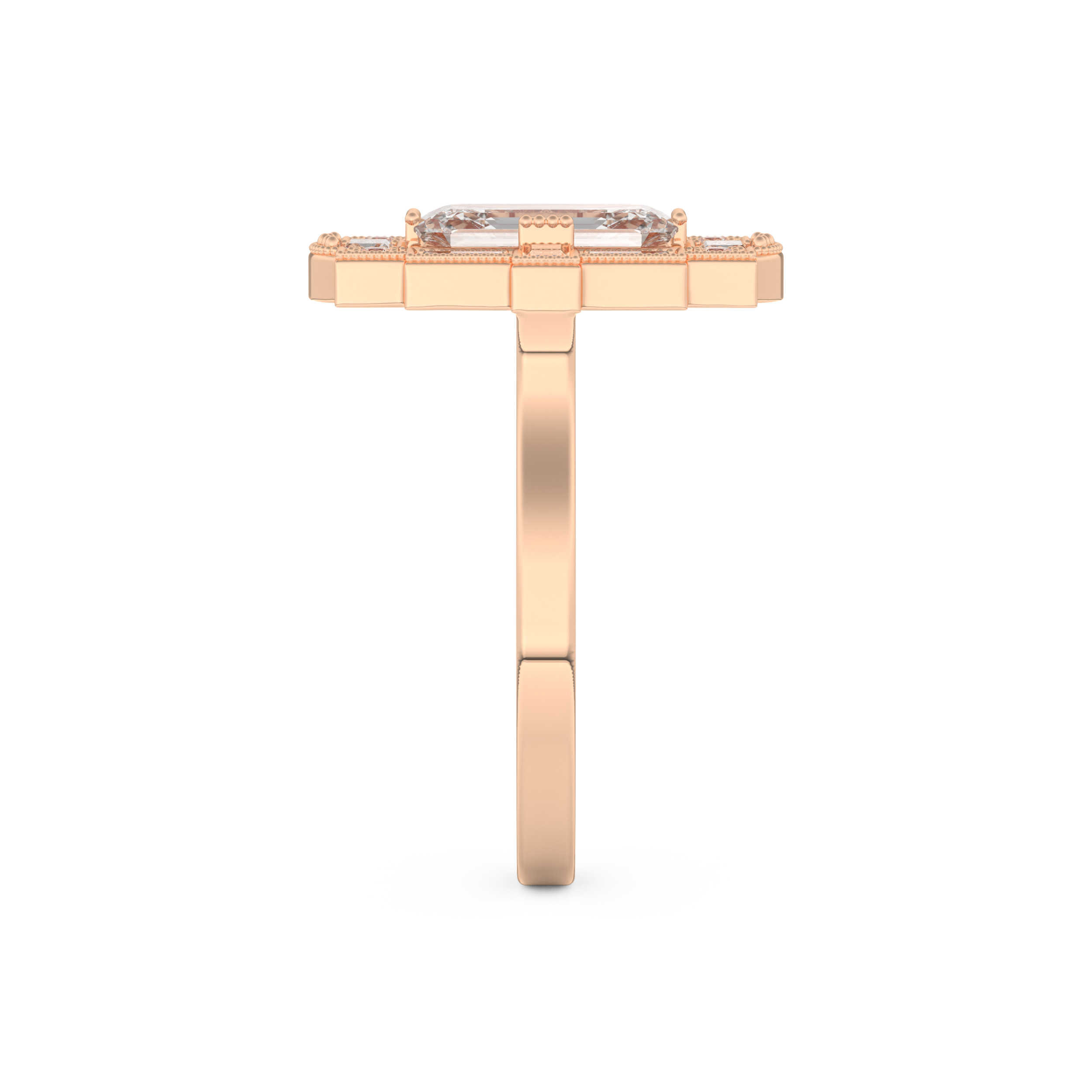 Elongated Emerald Cut 1.34 Carat Moissanite Ring – Halo Setting in Gold