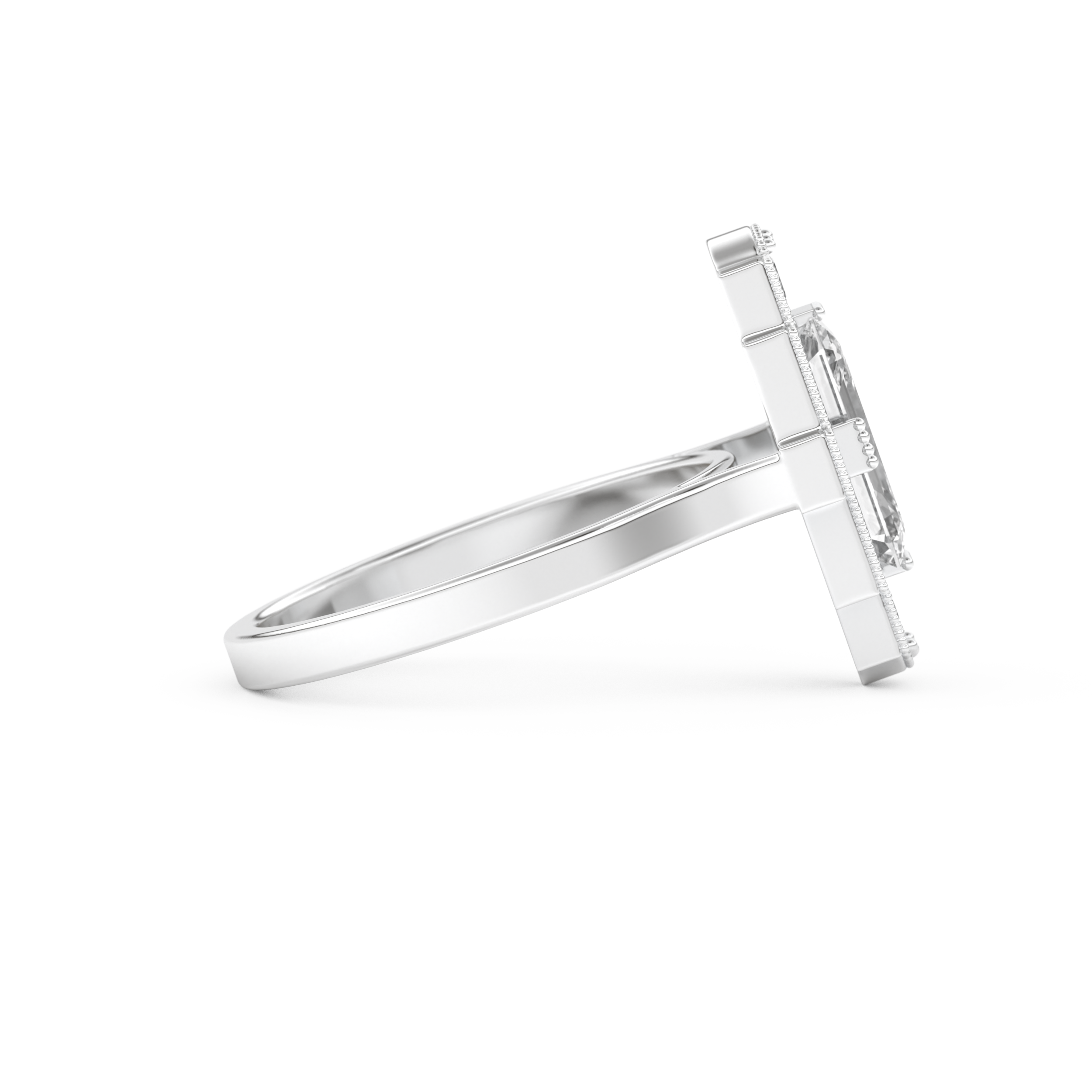 Elongated Emerald Cut 1.34 Carat Moissanite Ring – Halo Setting in Gold