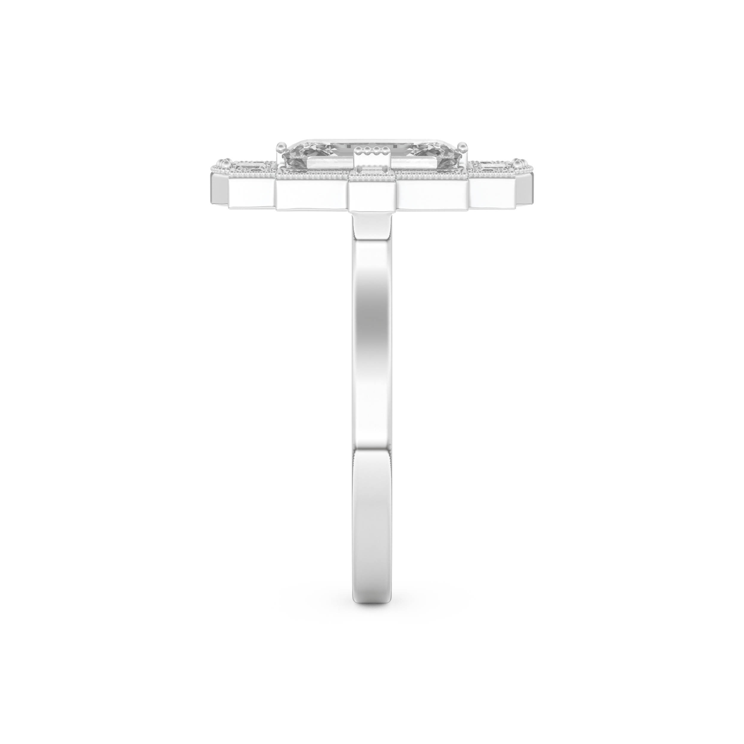 Elongated Emerald Cut 1.34 Carat Moissanite Ring – Halo Setting in Gold