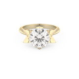 Elongated Round Cut 3.0 Carat Moissanite Ring – Hidden Halo & Pave Setting in Gold