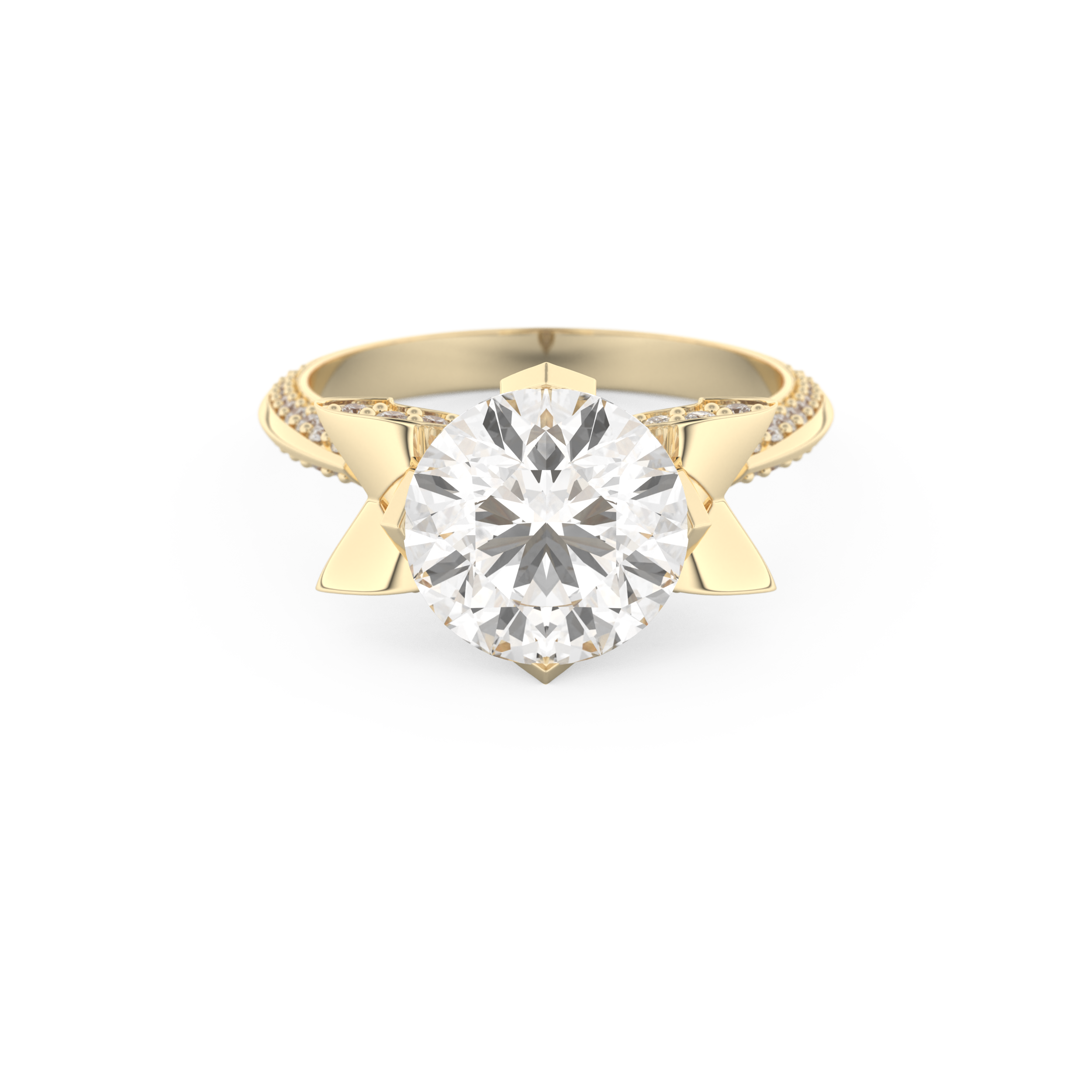 Elongated Round Cut 3.0 Carat Moissanite Ring – Hidden Halo & Pave Setting in Gold