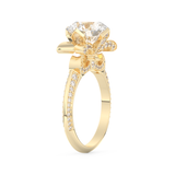 Elongated Round Cut 3.0 Carat Moissanite Ring – Hidden Halo & Pave Setting in Gold