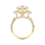 Elongated Round Cut 3.0 Carat Moissanite Ring – Hidden Halo & Pave Setting in Gold