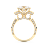 Elongated Round Cut 3.0 Carat Moissanite Ring – Hidden Halo & Pave Setting in Gold